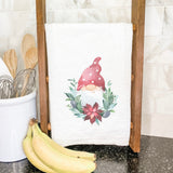 Gnome with Poinsettia - Cotton Tea Towel