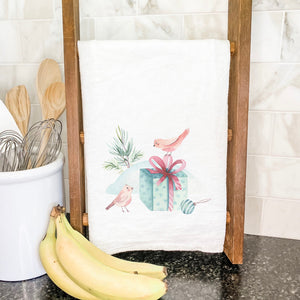 Watercolor Christmas Birds - Cotton Tea Towel