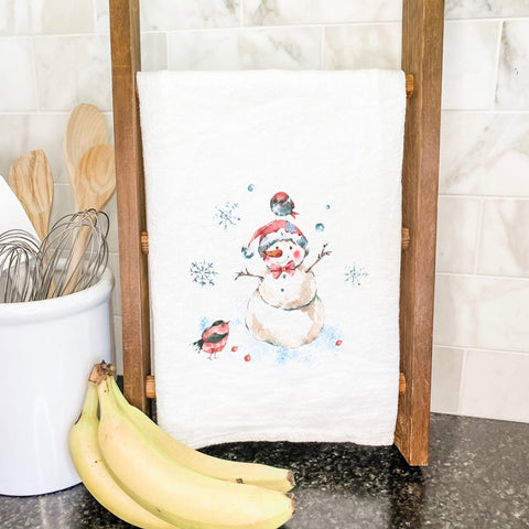 Snowman with Birds - Cotton Tea Towel