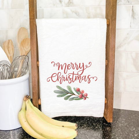 Merry Christmas Sprig - Cotton Tea Towel