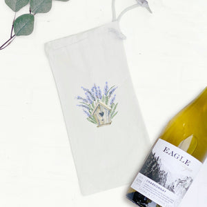 Lavender Birdhouse - Canvas Wine Bag