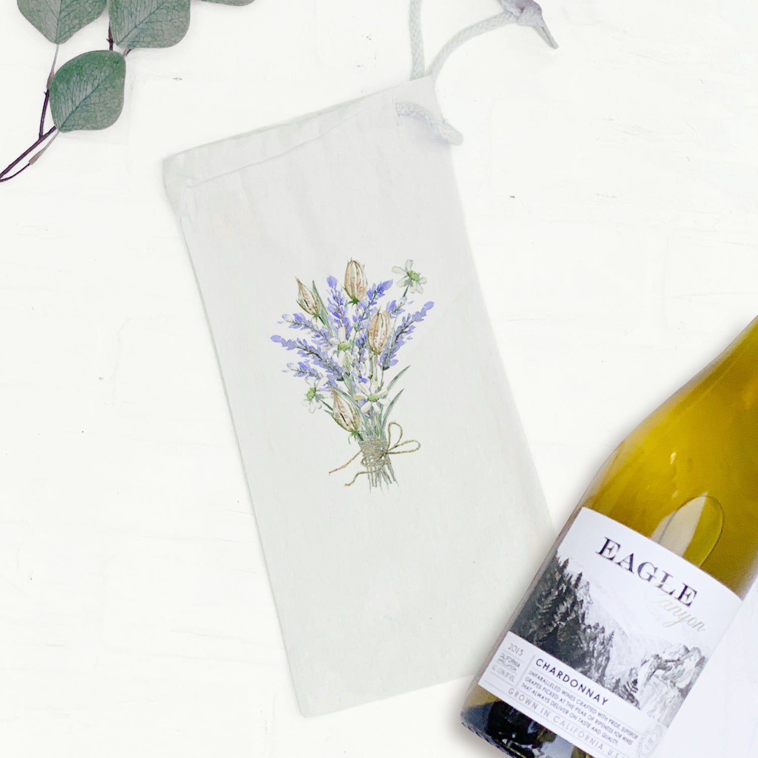 Lavender Bouquet - Canvas Wine Bag