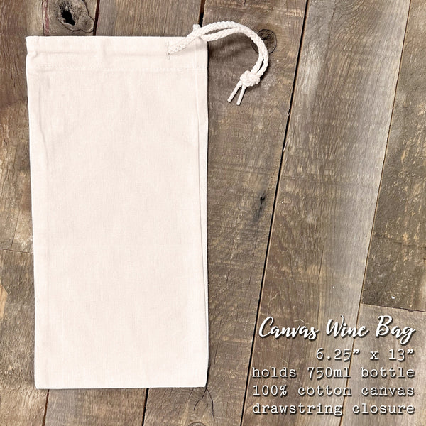 Candy Cane with Holly - Canvas Wine Bag