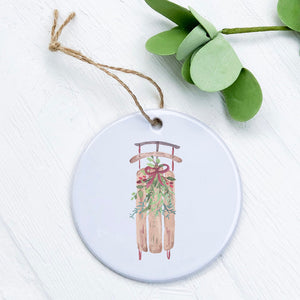 Sled with Mistletoe - Ornament