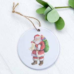 Santa with List - Ornament
