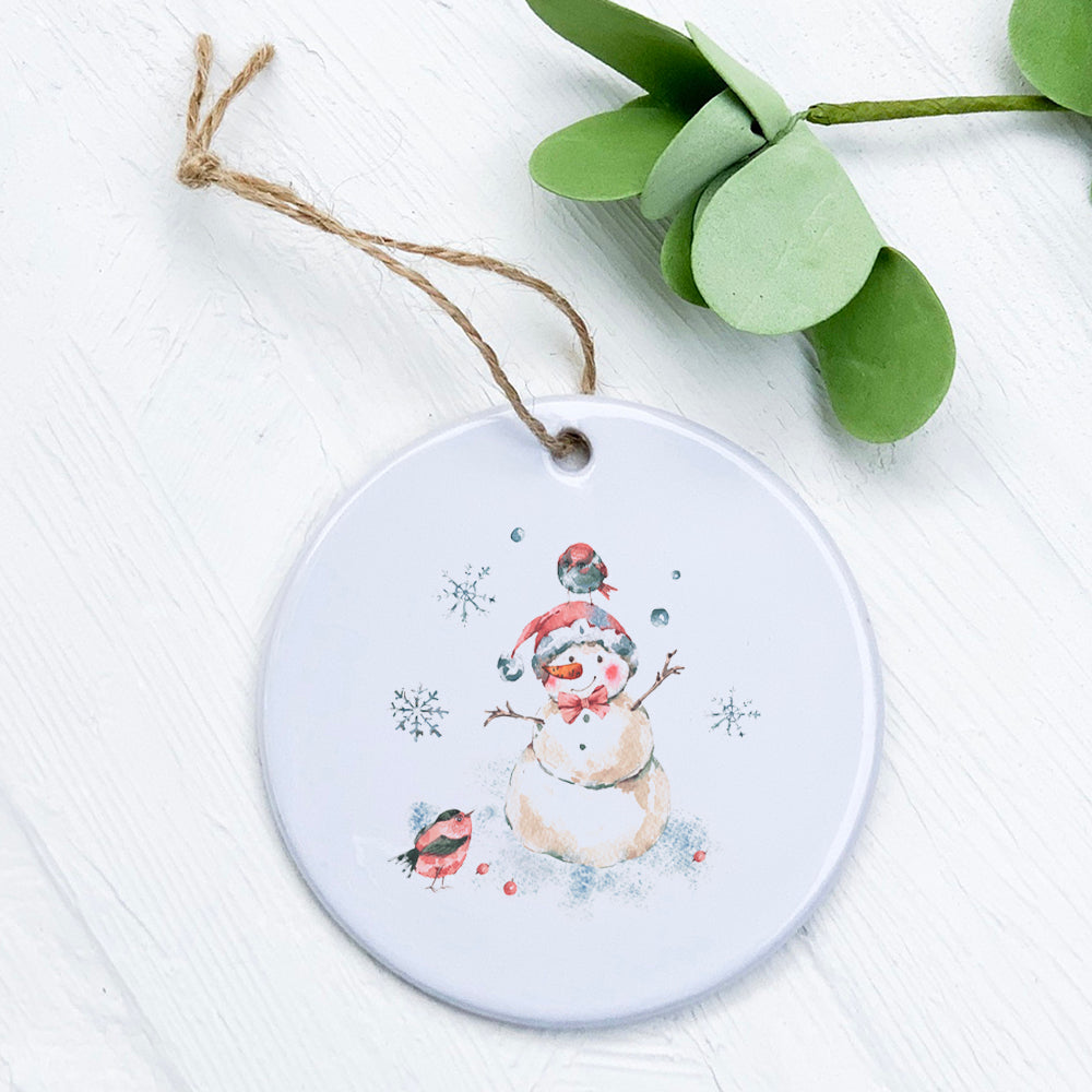 Snowman with Birds - Ornament