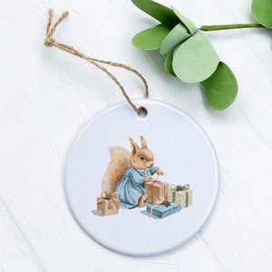 Fairytale Squirrel with Presents - Ornament