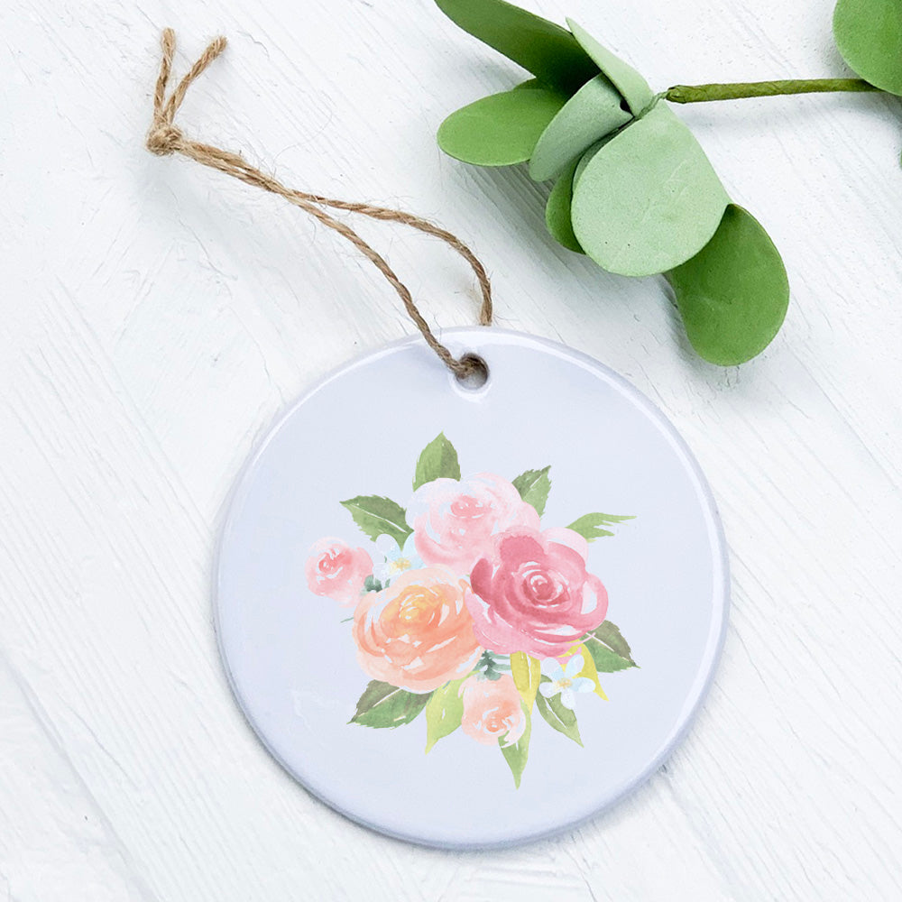 Watercolor Rose Bouquet - Ornament