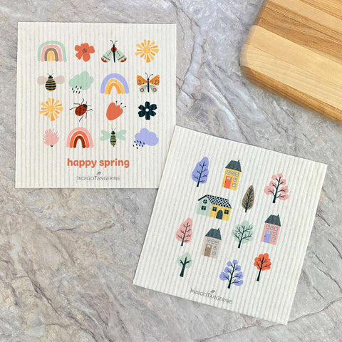 Happy Spring, Neighborhood 2 pk - Swedish Dish Cloth