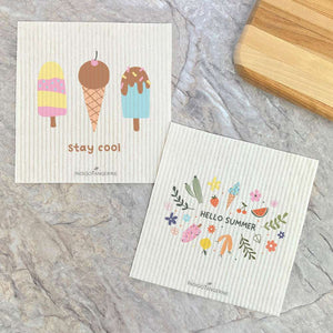 Hello Summer, Stay Cool 2pk - Swedish Dish Cloth