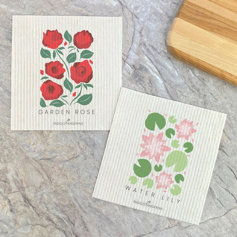 Rose, Water Lily (Garden Edition) 2pk - Swedish Dish Cloth