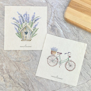 Lavender Birdhouse, Bicycle 2pk - Swedish Dish Cloth
