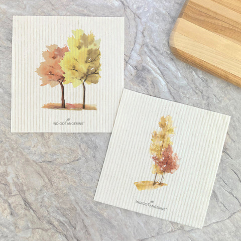 Watercolor Fall Trees 2pk - Swedish Dish Cloth