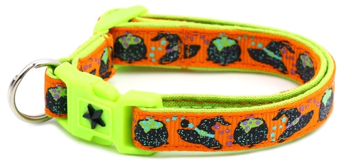 Witches Brew on Orange and Green Collar for Cats- 2 Sizes & 4 Options