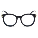 Brussells-  Round P3 Horn Rimmed Sunglasses With Embossed Hinges