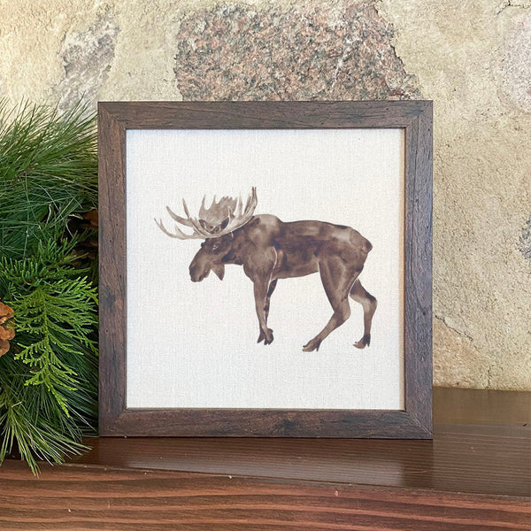 Watercolor Moose - Framed Sign