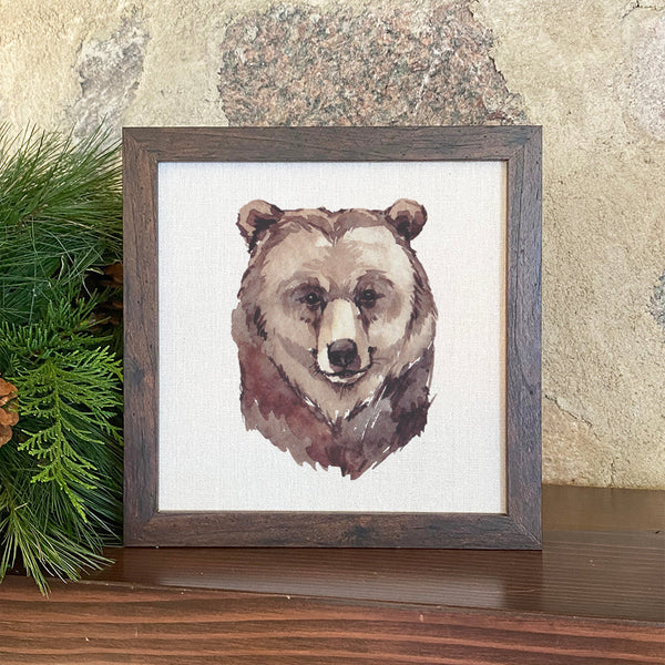 Watercolor Bear Head - Framed Sign