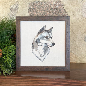Watercolor Wolf Head - Framed Sign