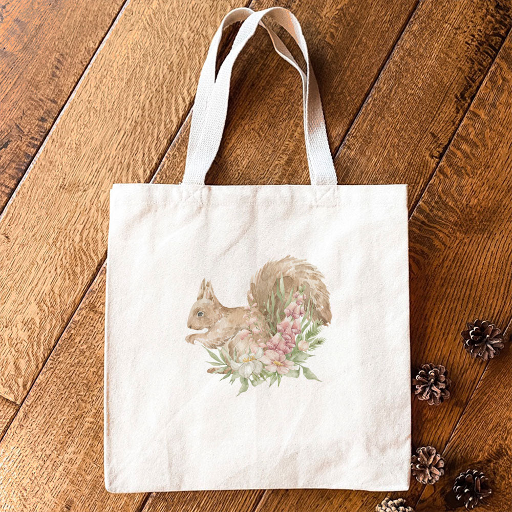 Floral Squirrel - Canvas Tote Bag