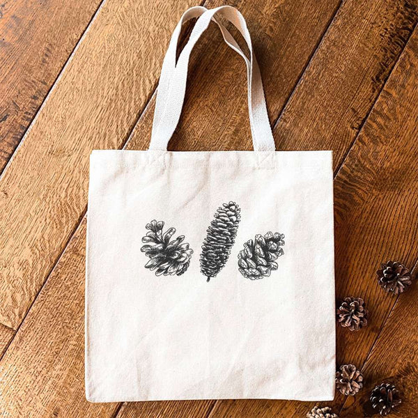 Hand Drawn Pinecones - Canvas Tote Bag