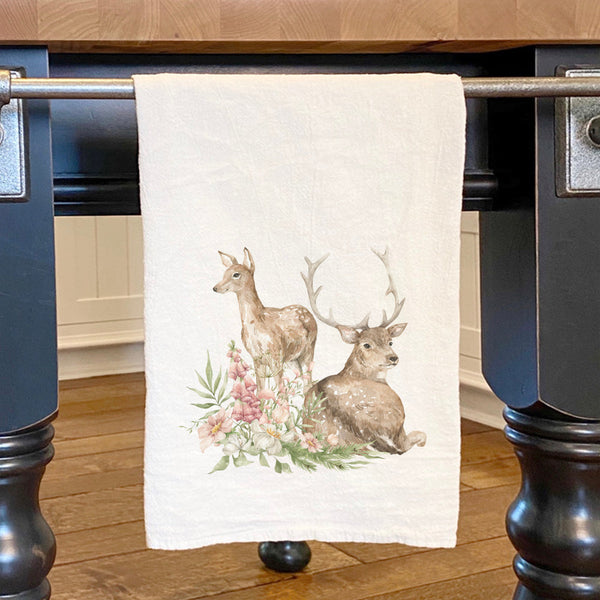 Floral Deer - Cotton Tea Towel