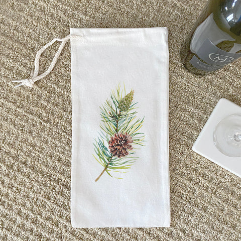 Pine Branch - Canvas Wine Bag