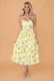 Floral Contrast Trim Tie Strap Midi Dress A