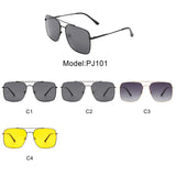 PJ101 - Men Classic Square Retro Metal Tinted Sunglasses