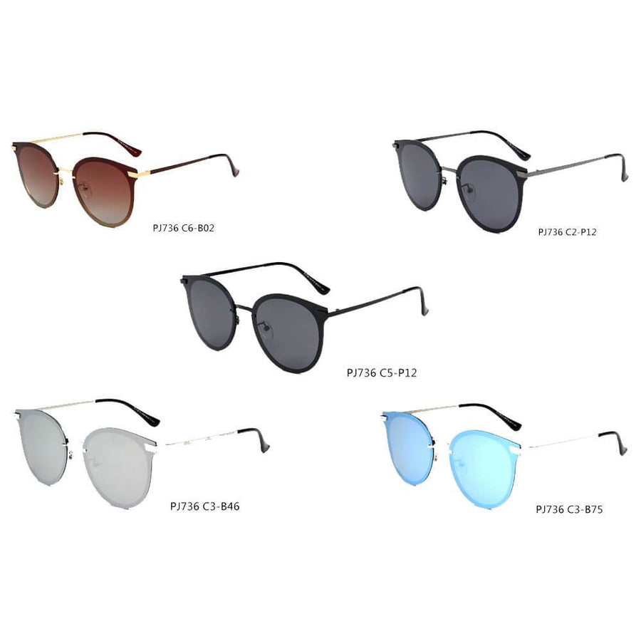 HORNACHUELOS | Women Round Flat Cat Eye Polarized Lens Sunglasses