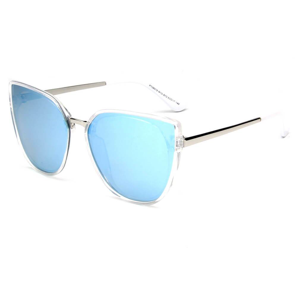 LAZIO | Polarized Cat-Eye Fashion Sunglasses- Blue/Silver/White