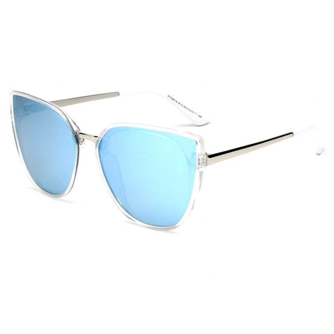 LAZIO | Polarized Cat-Eye Fashion Sunglasses- Blue/Silver/White
