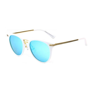 CHOMUTOV | Polarized Round Fashion Sunglasses- White/Blue/Gold