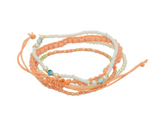 Multi Strand Adjustable Stretch Bracelet- Peach