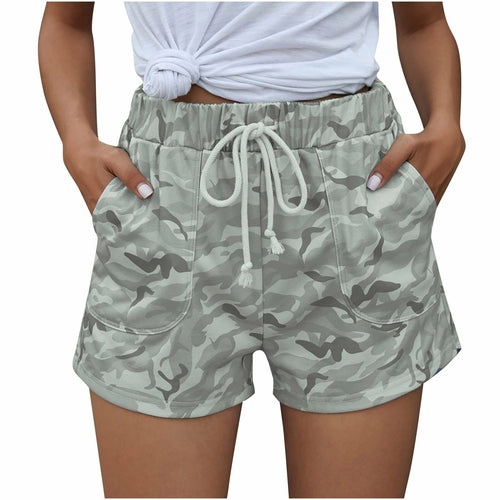 Women's Drawstring Camouflage Shorts- 2 Colors