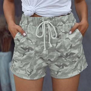Women's Drawstring Camouflage Shorts- 2 Colors
