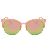 ABANDA |  Round Mirrored Flat Lens Half Frame Sunglasses Circle