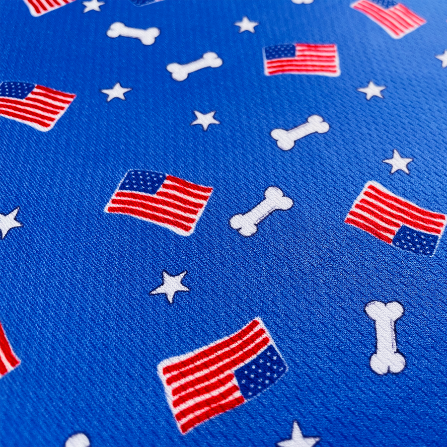 Red, White and Bones American Flag USA Tie On Dog Bandana- 2 Sizes
