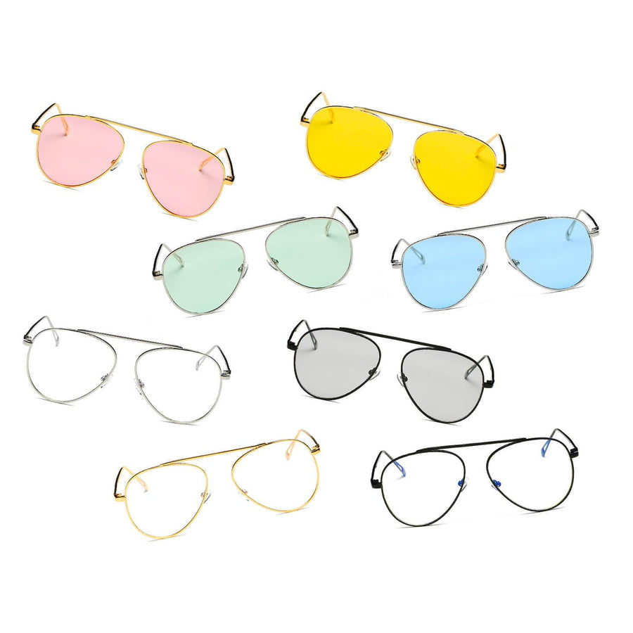 HIDALGO Metal Oversized Tinted Lens Aviator Sunglasses- 8 Colors