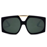 ESSEN | Vogue Fashion Square Oversized Sunglasses- Black/White/Gold