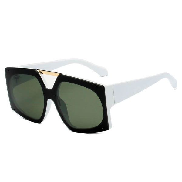 ESSEN | Vogue Fashion Square Oversized Sunglasses- Black/White/Gold