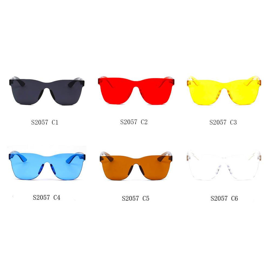 LEMOORE | Retro Flat Lens Candy Color Square Rimless Sunglasses- 5 Colors