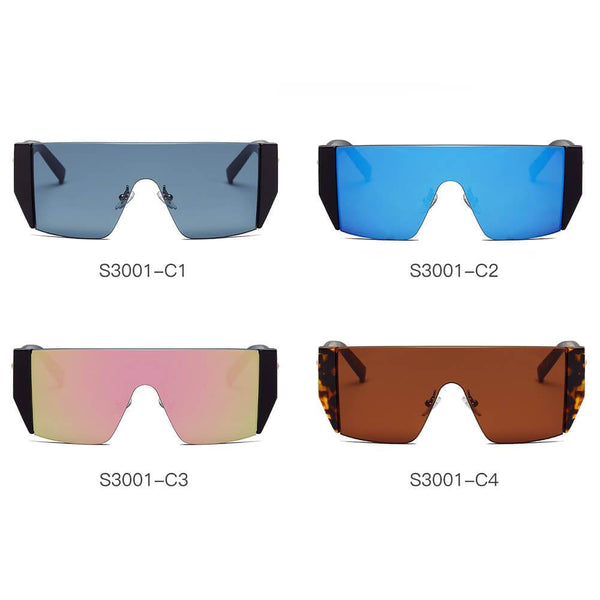 MABLETON | Women Retro Flat Top Lens Square Shield Wrap Around Sunglasses