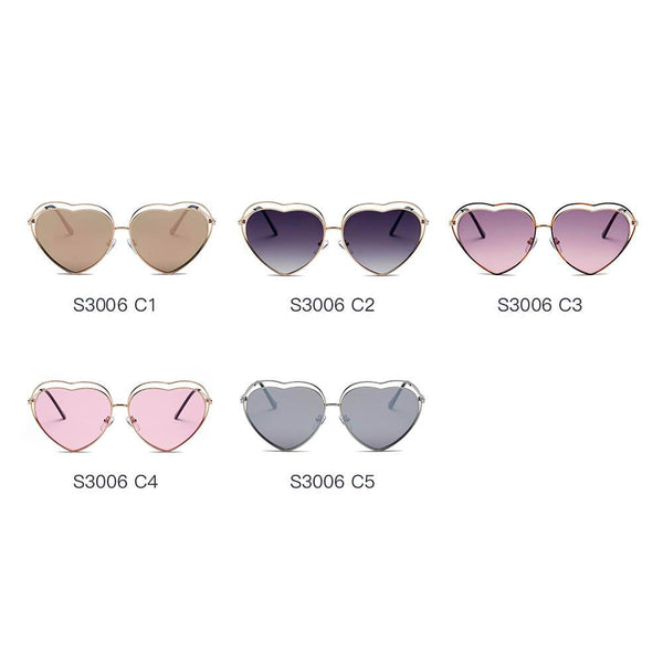 MESA | Women Metal Halo Wire Art Heart Shape Color Lens Sunglasses