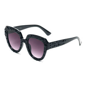OCALA | Round Cat-Eye Fashion Sunglasses- Black Hearts