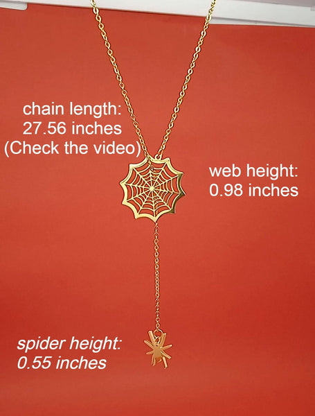 18k Gold Spider Web & Spider Necklace- 2 Colors