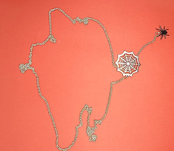 18k Gold Spider Web & Spider Necklace- 2 Colors