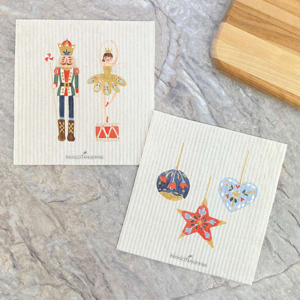 Nutcracker & Snow Queen, Ornaments 2 pk - Swedish Dish Cloth