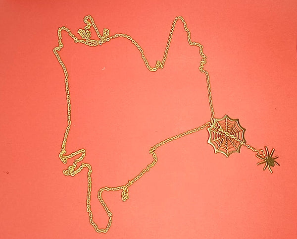 18k Gold Spider Web & Spider Necklace- 2 Colors