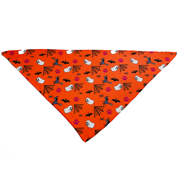 Halloween Print Orange Tie On Dog Bandana
