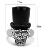 Black Top Hat & Heart Eyes Bling Skull Ring- 6 Sizes